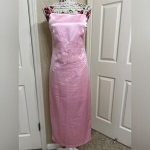 Chic Pink High Low Dress with bead detail
